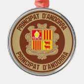 Andorra Round Emblem Metalen Ornament (Voorkant)