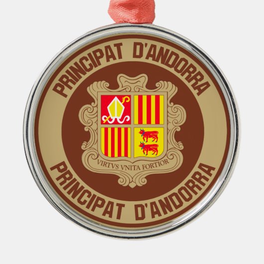 Andorra Round Emblem Metalen Ornament (Voorkant)