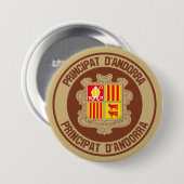 Andorra Round Emblem Ronde Button 7,6 Cm (Voorkant /achterkant)