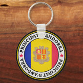 Andorra Round Emblem Sleutelhanger (Voorkant)