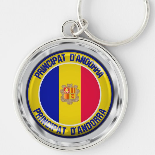 Andorra Round Emblem Sleutelhanger (Voorkant)