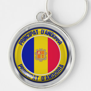 Andorra Round Emblem Sleutelhanger