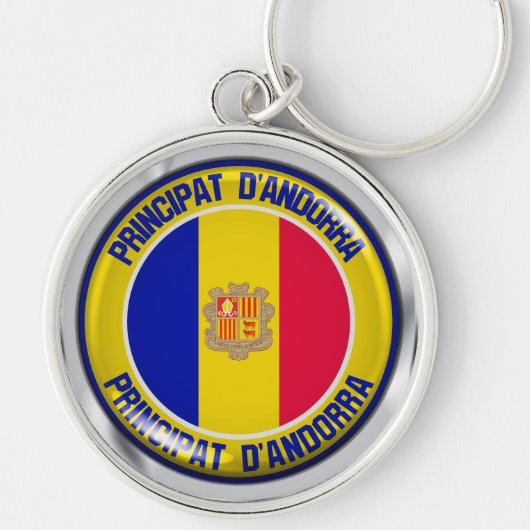 Andorra Round Emblem Sleutelhanger (Voorkant)
