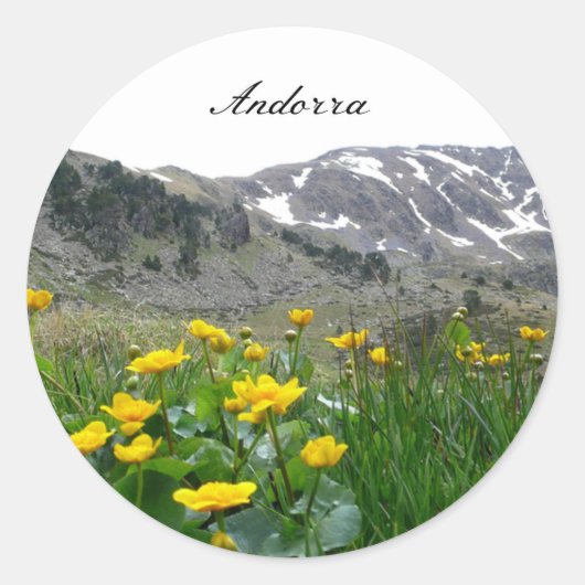 Andorra schilderachtig landschapsfoto ronde sticker (Voorkant)