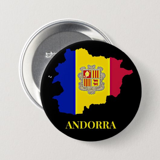 Andorra Silhouet, vlag, Ronde Button 7,6 Cm (Voorkant /achterkant)