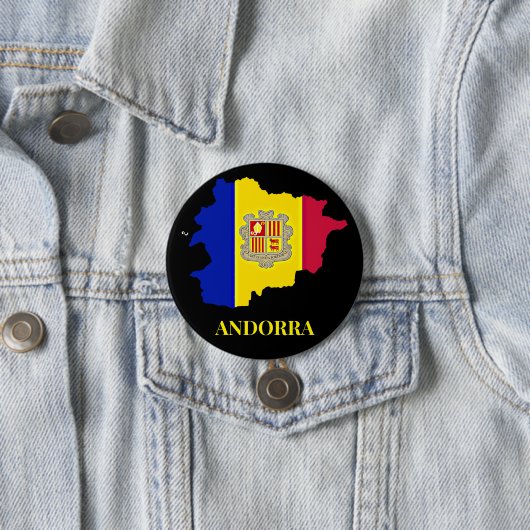 Andorra Silhouet, vlag, Ronde Button 7,6 Cm (In situ)