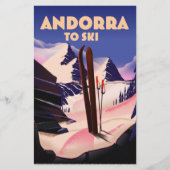 Andorra ski-poster. briefpapier (Voorkant)