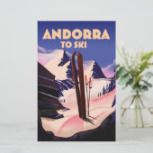 Andorra ski-poster. briefpapier (Staand voorkant)