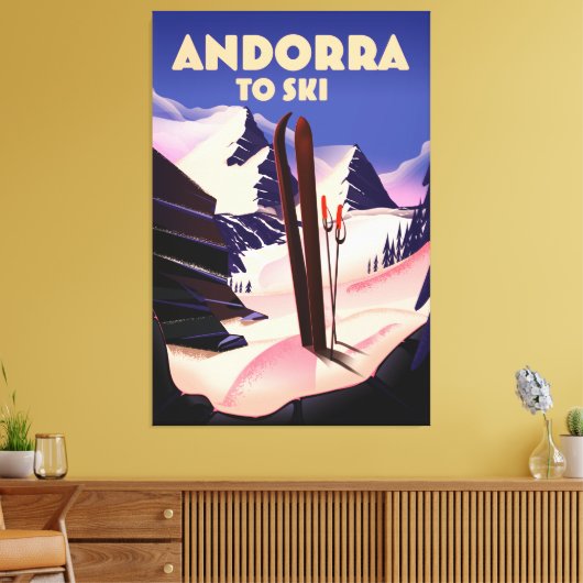 Andorra ski-poster. canvas afdruk (Insitu (Woonkamer))