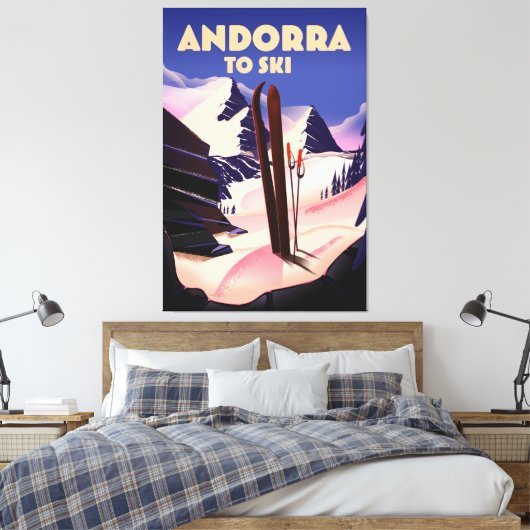Andorra ski-poster. canvas afdruk (Insitu (Slaapkamer))