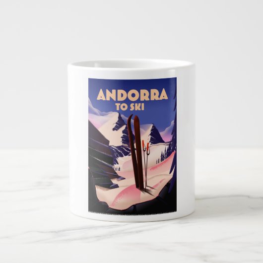 Andorra ski-poster. grote koffiekop (Voorkant)