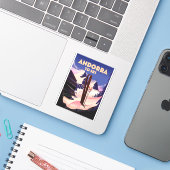 Andorra ski-poster. sticker (Laptop met iPhone)