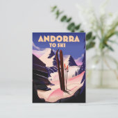 Andorra skiposter. briefkaart (Staand voorkant)
