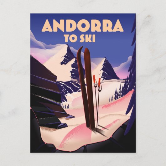Andorra skiposter. briefkaart (Voorkant)