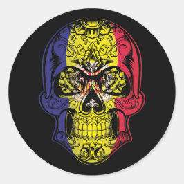 Andorra Skull en Rozen vlag Ronde Sticker