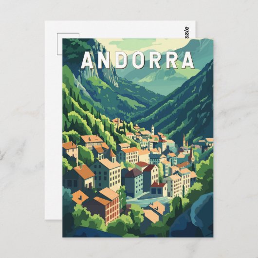 Andorra Travel Art Vintage Briefkaart (Voorkant / Achterkant)