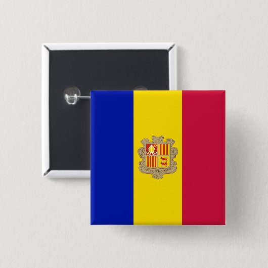 Andorra Vierkante Button 5,1 Cm (Voorkant /achterkant)