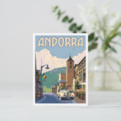 Andorra Vintage Kunst Reizen Briefkaart (Staand voorkant)