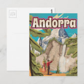 Andorra Vintage Reisposter Briefkaart (Voorkant / Achterkant)