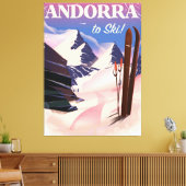 Andorra vintage ski-poster canvas afdruk (Insitu (Woonkamer))