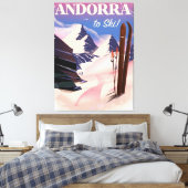 Andorra vintage ski-poster canvas afdruk (Insitu (Slaapkamer))