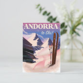 Andorra vintage skiposter briefkaart (Staand voorkant)