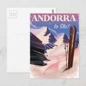 Andorra vintage skiposter briefkaart (Voorkant / Achterkant)
