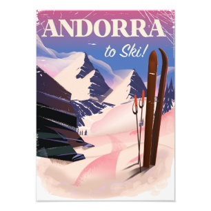 Andorra vintage skiposter foto afdruk