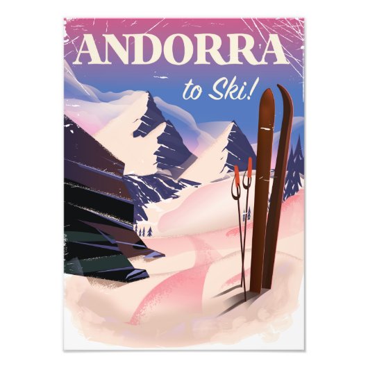 Andorra vintage skiposter foto afdruk (Voorkant)