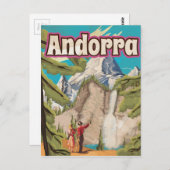 Andorra Vintage Travel Poster Briefkaart (Voorkant / Achterkant)