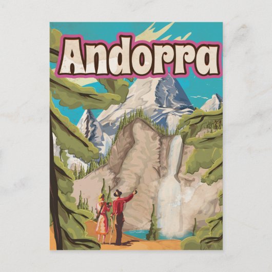 Andorra Vintage Travel Poster Briefkaart (Voorkant)
