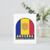 Andorra vlag Embleem  met drukcabine Briefkaart (Staand voorkant)
