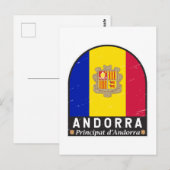 Andorra vlag Embleem  met drukcabine Briefkaart (Voorkant / Achterkant)