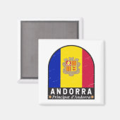 Andorra vlag Embleem  met drukcabine Magneet (Voorkant / Achterkant)