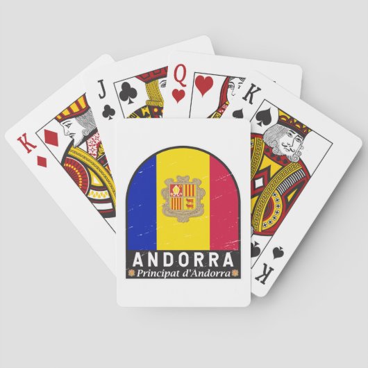 Andorra vlag Embleem  met drukcabine Pokerkaarten (Achterkant)