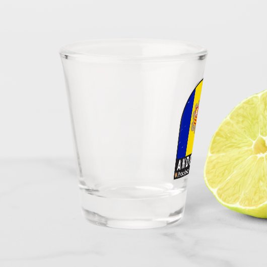 Andorra vlag Embleem met drukcabine Shot Glas (Links)