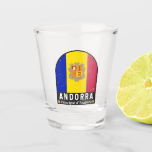 Andorra vlag Embleem  met drukcabine Shot Glas