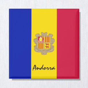 Andorra vlag en Andorra vakantieoorden/sportfans Magneet