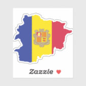 Andorra Vlag In Landkaart Sticker (Vel)