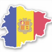 Andorra Vlag In Landkaart Sticker (Voorkant)