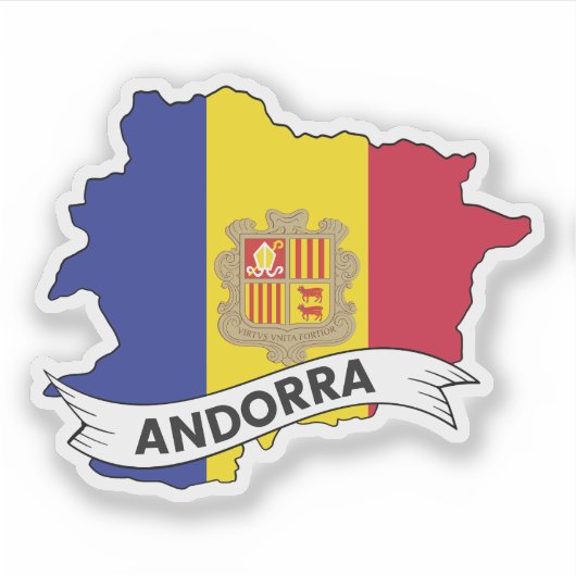 Andorra Vlag Kaart Sticker (Voorkant)