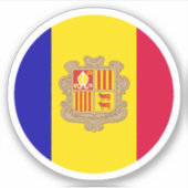 Andorra Vlag Ronde Sticker (Voorkant)