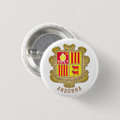 Andorra wapenschild ronde button 3,2 cm (Voorkant /achterkant)