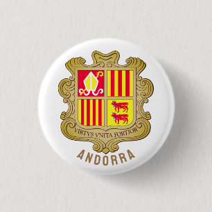Andorra wapenschild ronde button 3,2 cm