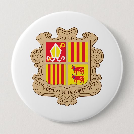 Andorra wapenstilstand ronde button 4,0 cm (Voorkant)