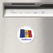 Andorra Zwaaiende Vlag met Naam Magneet (Insitu (Vaatwasser))