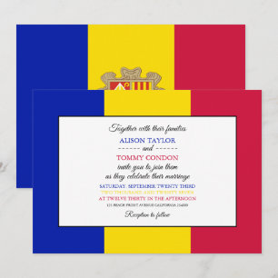 Andorran Flag, Flag of Andorra Wedding Kaart