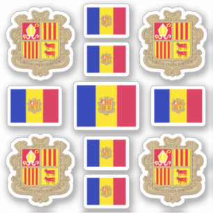 Andorrese staatssymbolen / wapenschild en vlag sticker
