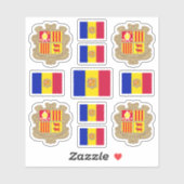 Andorrese staatssymbolen / wapenschild en vlag sticker (Vel)