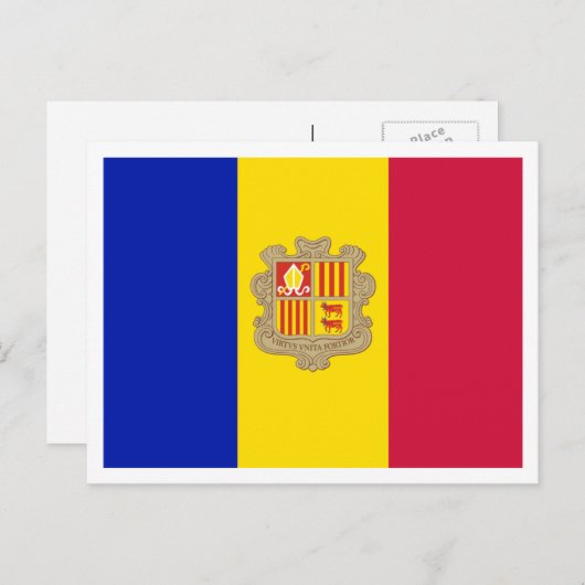 Andorrese vlag, vlag van Andorra Briefkaart (Voorkant / Achterkant)
